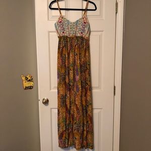 Boho full-length multicolored sundress.
